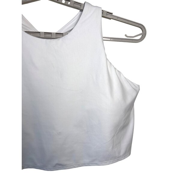 Athleta Conscious Cropped Tank Size 3X White Sports Bra Low Impact Support Pads - Picture 3 of 7